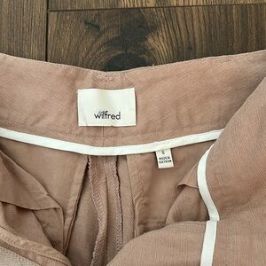 Aritzia Wilfred Straight Leg Pants in Dusty Rose with White Trim